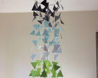 Geometric floating Triangle paper mobile. Nursery mobile, Crib mobile, Baby, Birthday Gift, Wedding. modern nursery decor, baby mobile