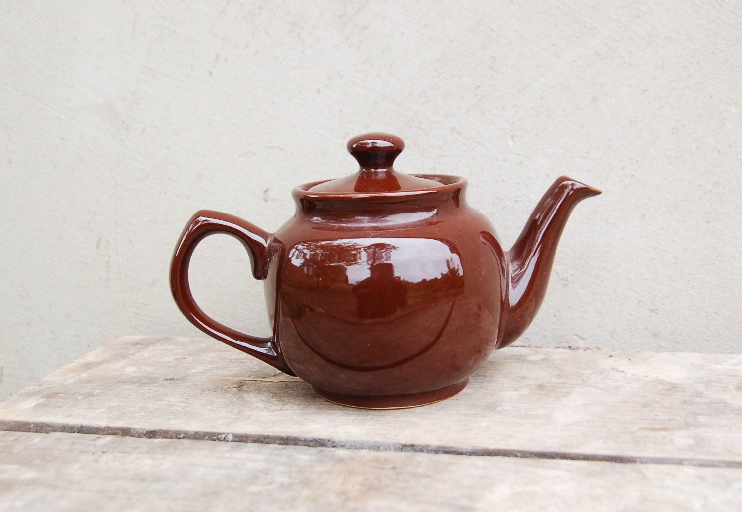 Vintage brown ceramic teapot 1980's kitchen decor tea