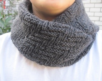 pom pom scarf gray scarf knit scarf winter by KnittedCoziness