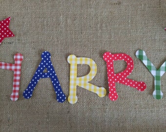 iron on letters / iron on numbers / large letters / sew on letters and numbers / monogram diy gift 4 inch letters / 10cm high mixed colours