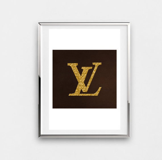 Items similar to Louis Vuitton logo Fashion wall art Girl room decor Gold fashion logo Gold ...