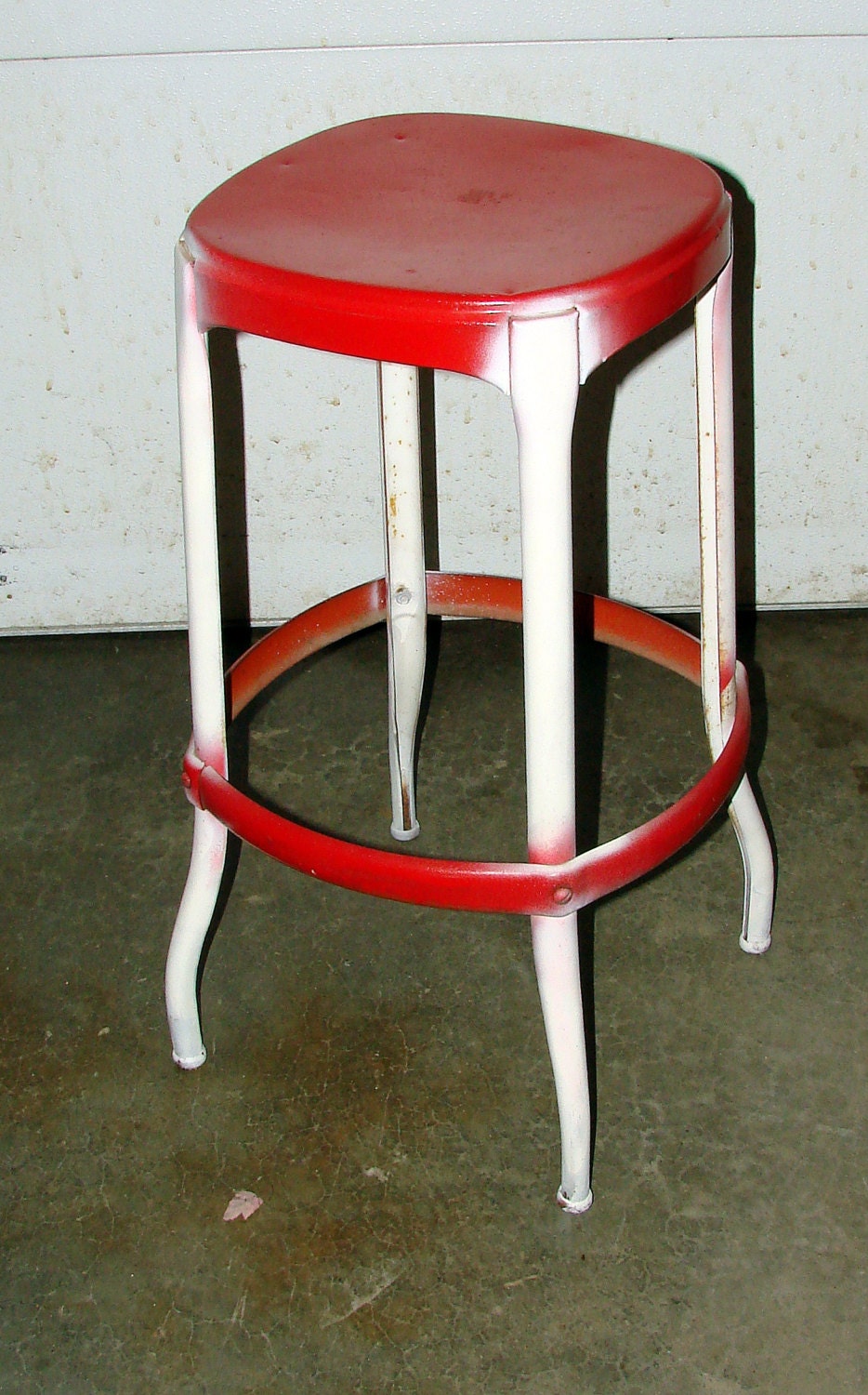 COSCO Metal Stool Red & White Mid Century Kitchen Stool Great Plant ...