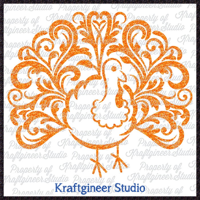 Download Swirly Turkey Filigree SVG cut file for Cricut Silhouette Scan