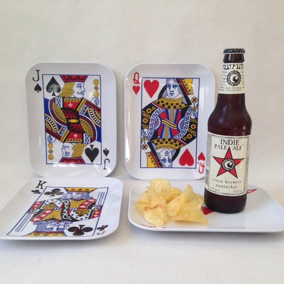 Items similar to vintage modern playing cards appetizer trays on Etsy