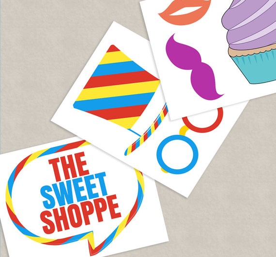 35 Candyland photo booth printable props by YouGrewPrintables