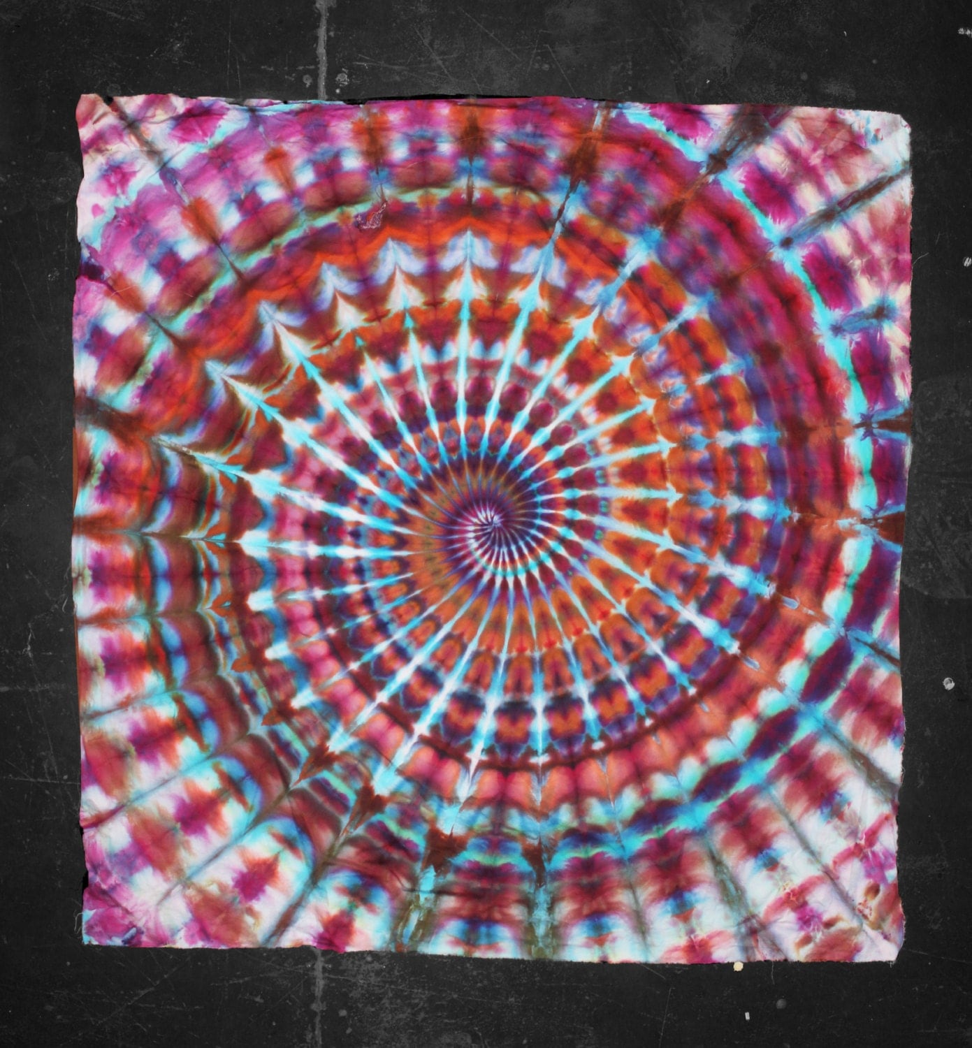 Ice Dye Square Tie Dye Super Swirl Tapestry by OtdelMaljaraTieDye