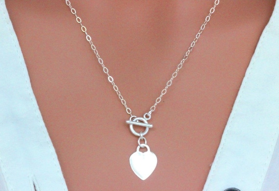 Sterling Silver Toggle clasp necklace Heart Toggle Necklace