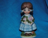 5" Tall LITTLE GIRL With Flowers and Pigtails CMA Inc. 1980