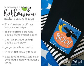 Personalized Halloween Stickers & Gift Tags including Favor Bags