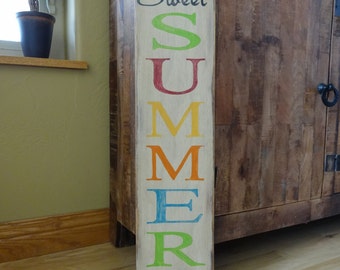 Sweet Summer Time sign. 6x26 hand painted wood sign/ Summer sign/ Front door vertical sign/ Outside patio sign/ Summer decor/ Vertical sign