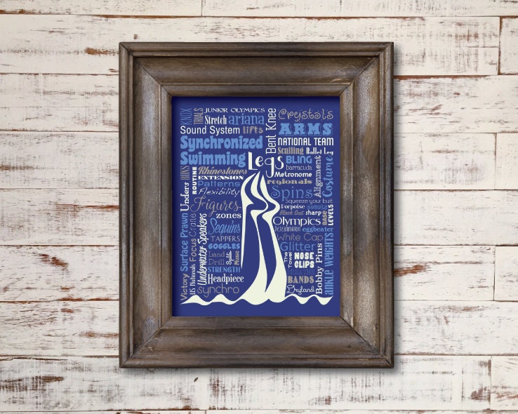 Synchronized Swimming / Word Art Typography / Wall Art / Home