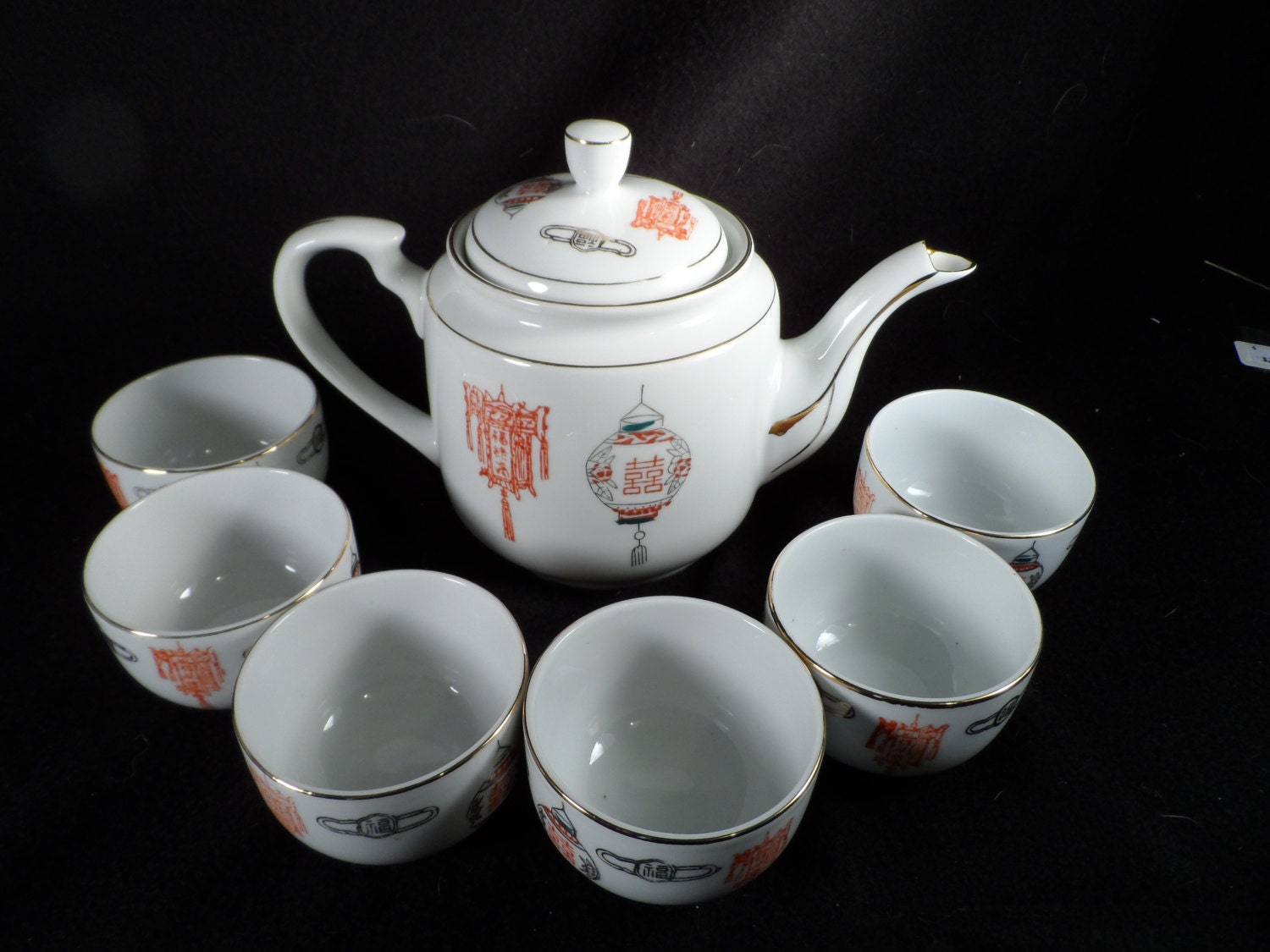 Tea Pot and CupsAsianMade In Taiwan Republic of China