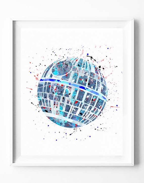  Star  Wars Print  Death Star  Print Watercolor Art Painting