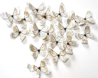 Black and white wall art, white butterflies, personalized nursery wall art, modern wedding, white decor