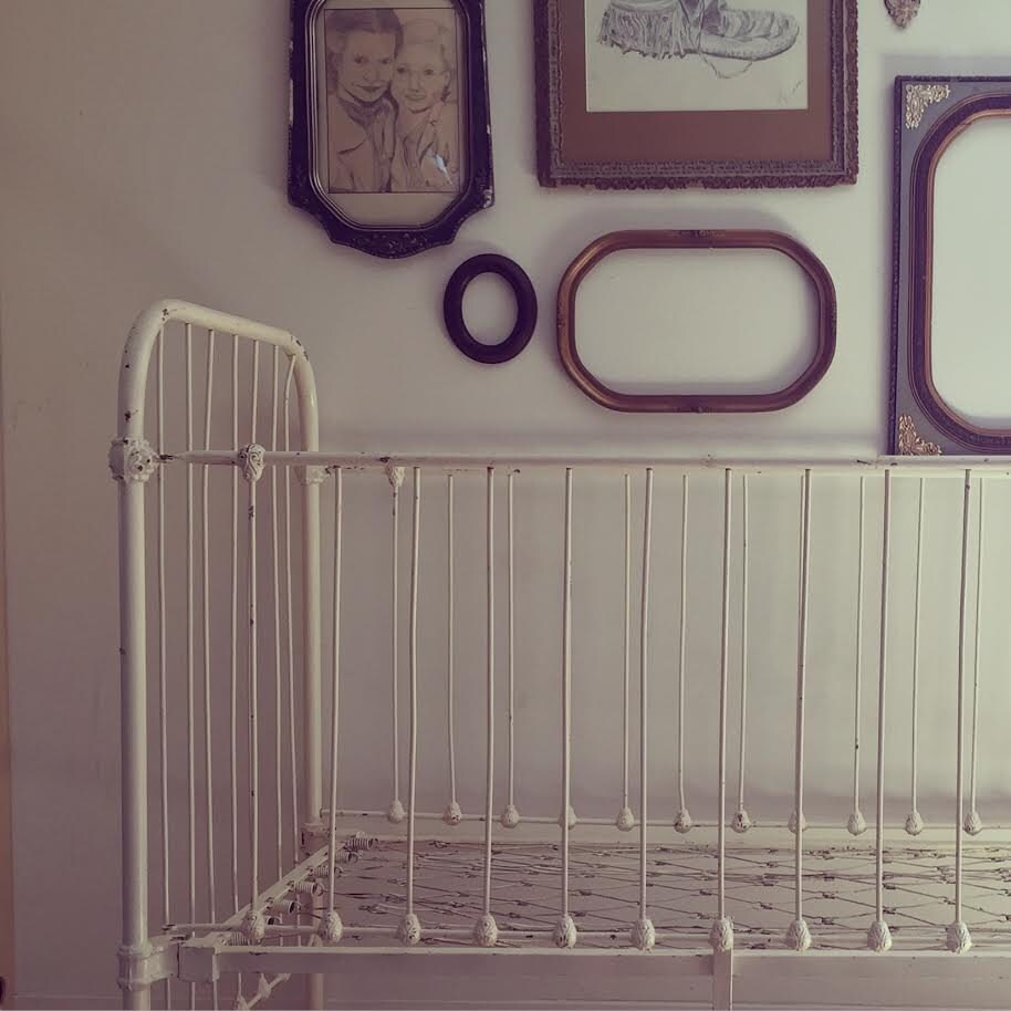 Vintage White Wrought Iron Crib