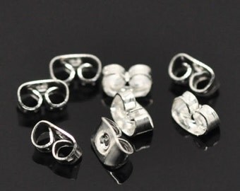 500 Silver Plated Ear Nut Clutch Earring Post Backs 6x4mm(1/4"x1/8")