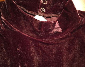 Velvet Bodysuit, Long Sleeve Leotard, Mock Neck, Italian Fashion, Made in Italy by JoannaTrojer, Crushed Brown Velvet and Lycra Strech, Top