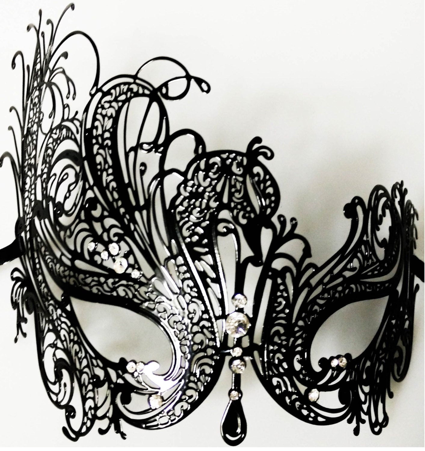 Phantom of the Opera Masquerade Mask with clear Stones