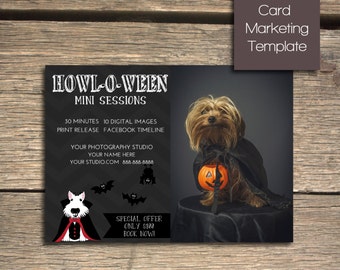 Pet Photography Halloween Mini Session - 7x5 Photoshop Marketing Template - INSTANT DOWNLOAD