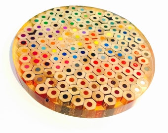 Bespoke pencil epoxy coasters