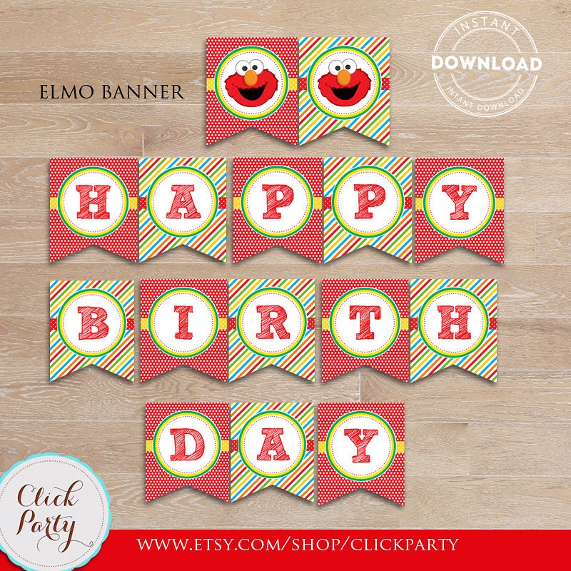 Elmo Birthday Banner Printable Sesame Birthday party