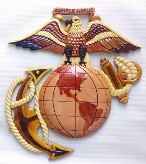 USMC EGA Eagle Globe & Anchor Wooden Wall Plaque Decor GIft