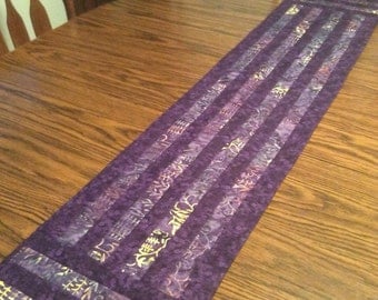 Purple table runner, Quilted table runner, sideboard runner, purple quilted runner, batik table runner, purple batik runner