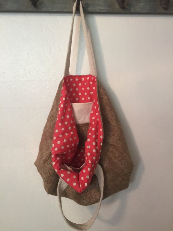 Large burlap bag reversible washable reusable shopping