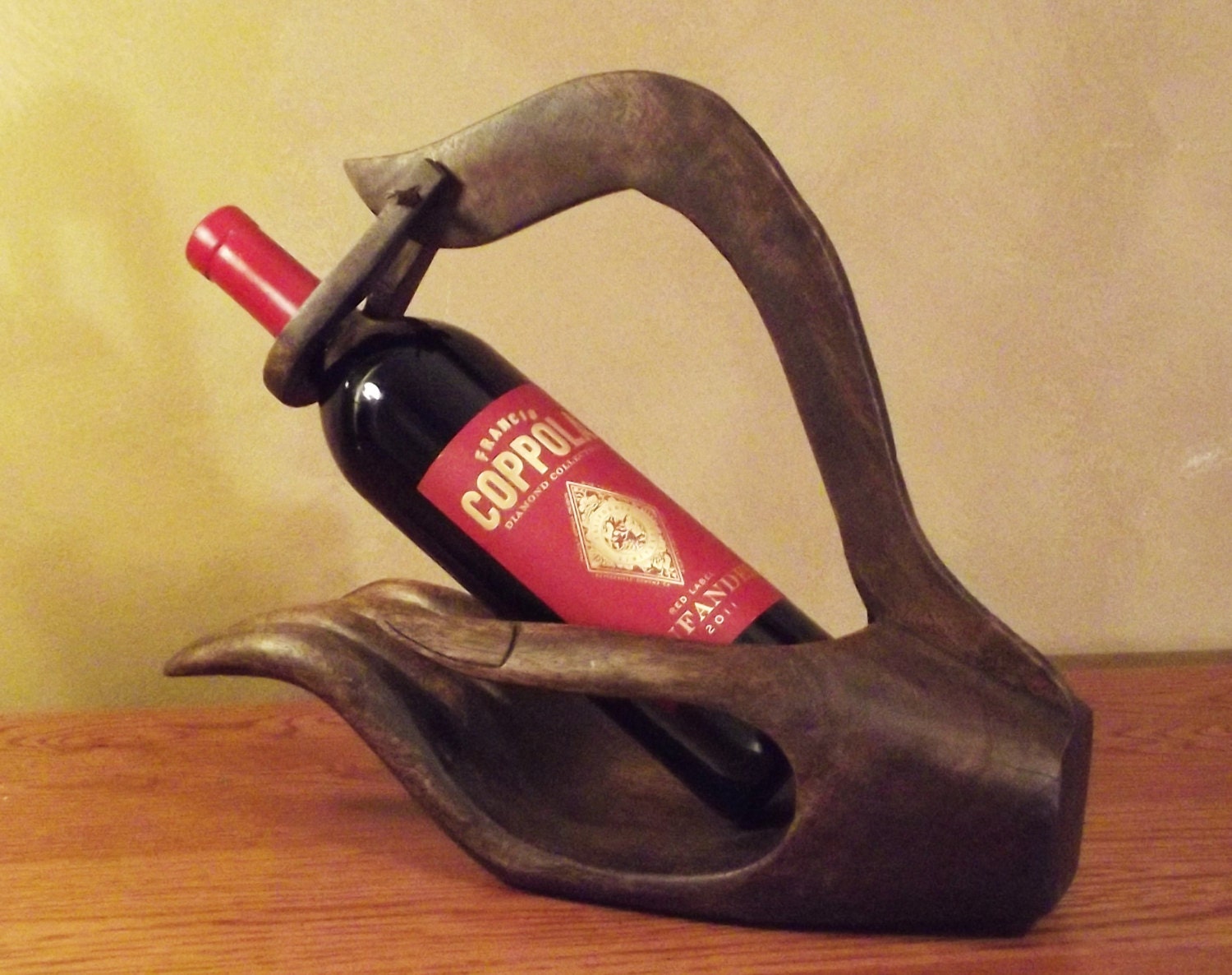 Vintage Wooden Wine Holder Wooden Indian Art Wine Holder