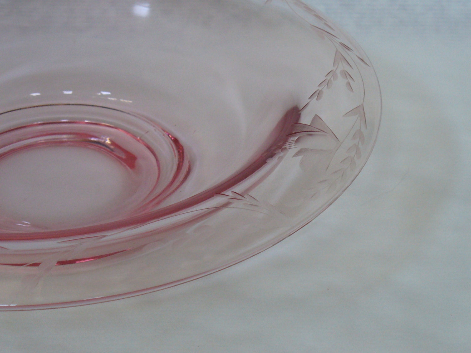 Pink Depression Glass Rolled Edge Bowl by mockingbirdgallerync