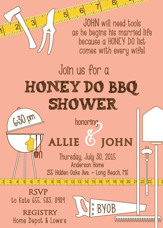 Honey Do BBQ Shower Invitation / digital file / by GenerationsInk