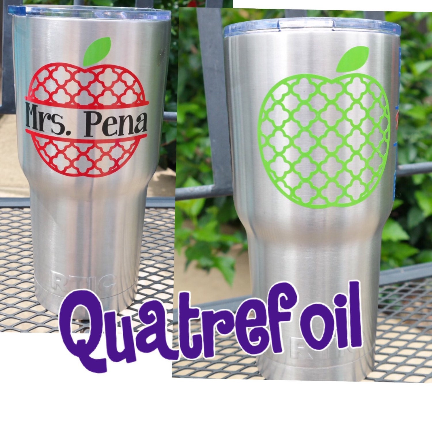 Apple decal teacher for yeti phone tablet by HometownXpressions