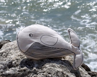 Doudou Whale organic cotton silkscreened handmade, soft