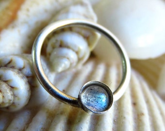 Labradorite Septum Ring. Nipple Piercing, septum ring 16g, nipple ring, Labradorite Septum Ring