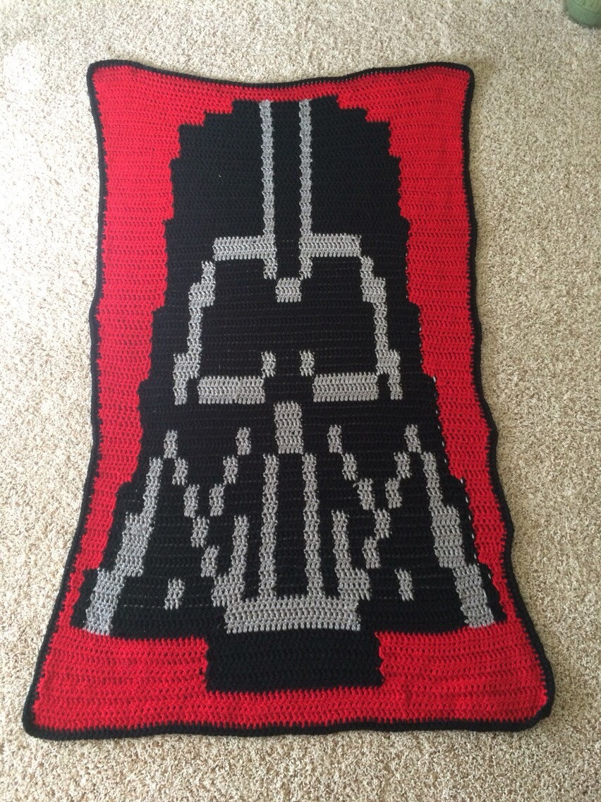 Star Wars Darth Vader 4'x7' Crochet Blanket by AshandEmberBoutique