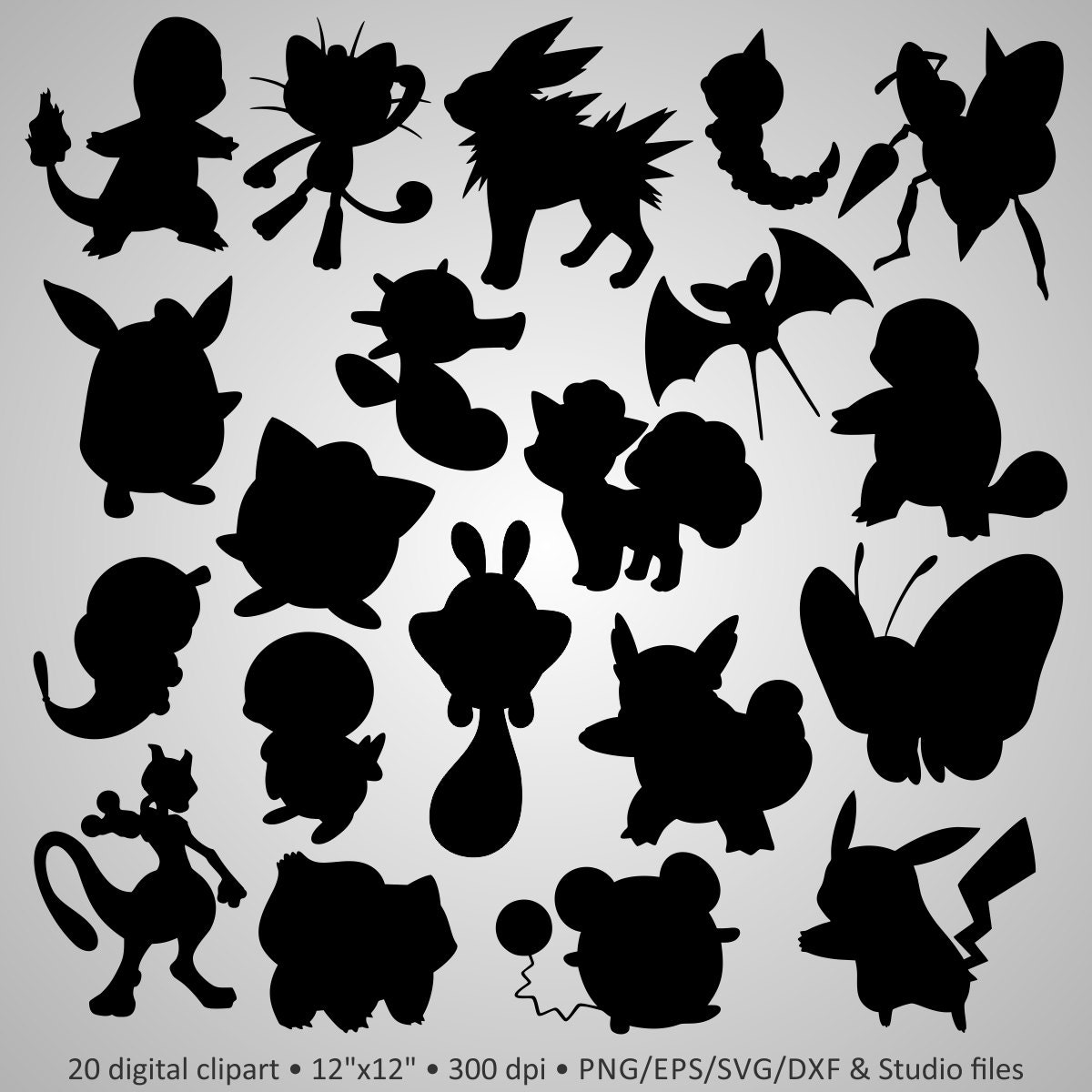 Download Buy 2 Get 1 Free! Digital Clipart Pokemon Silhouettes ...