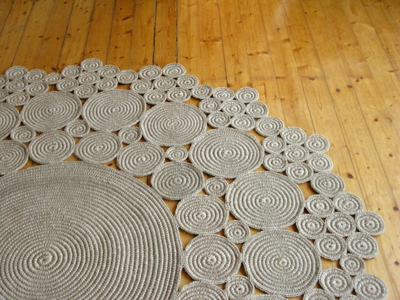 6 ft Crochet jute circle rug / 100% naturals materials