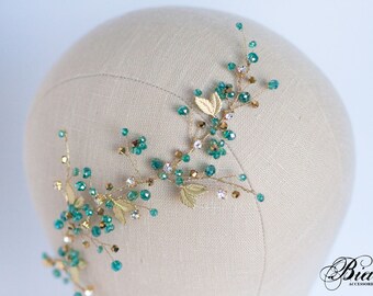 Turquoise Wedding Hair Comb, Wedding Hair Accessory, Turquoise Headpiece, Hair Vine, Crystal Hair Comb, Bridesmaids, Turquoise Blue Wedding