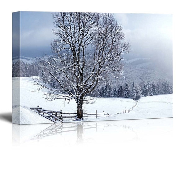 Canvas Prints Beautiful Winter Landscape with Snow Covered