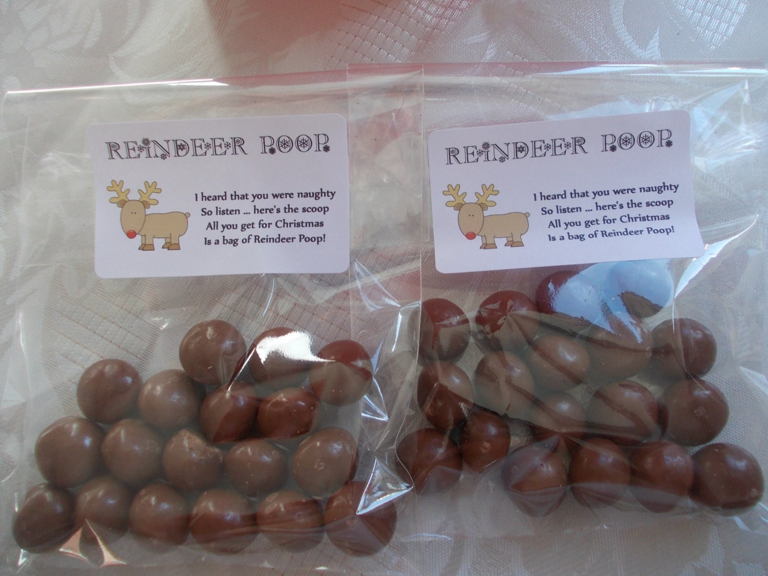 Reindeer poop candy bags christmas chocolate gift novelty