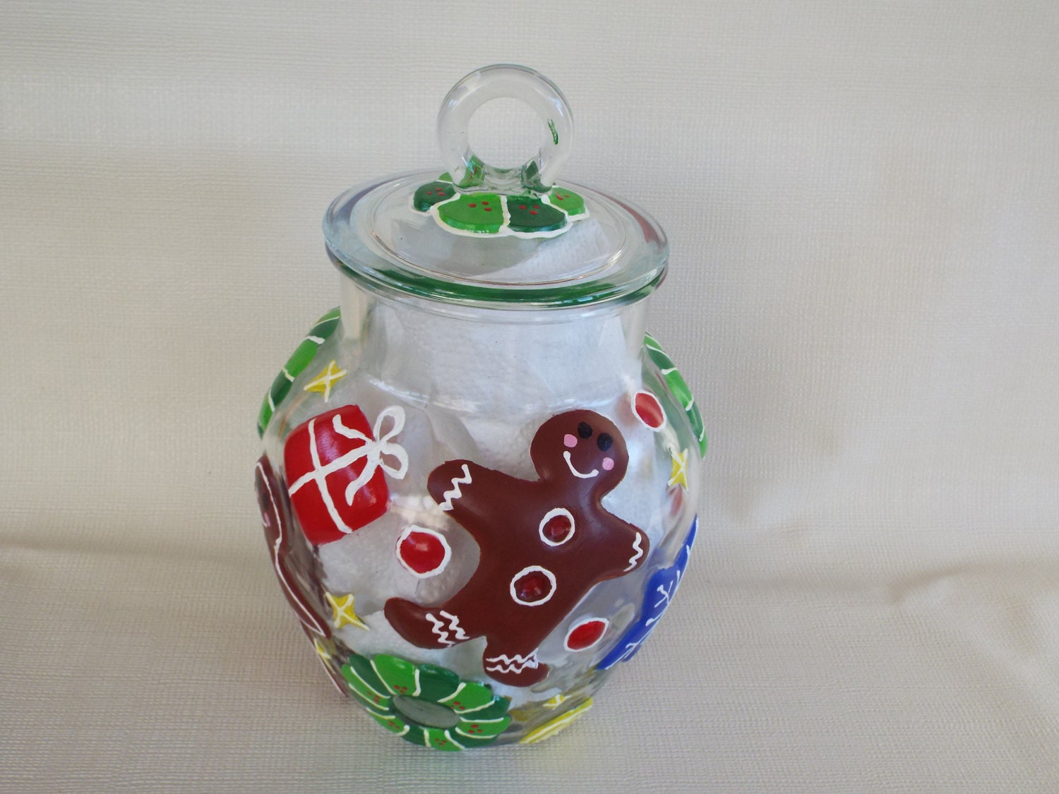 Vintage Cookie Jar with Hand Painted Embelllishment Old