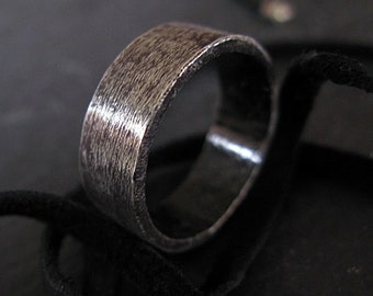 8mm Black Ring Rustic Wedding Band Silver Wedding Ring Man Wedding Band Man Wedding Ring Oxidized Silver Ring Man Ring Brushed Black Ring