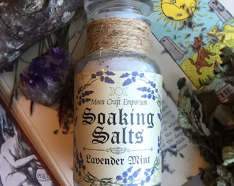 Bath Salts- Lavender & Mint Essential Oil ~ Relaxing ~ Natural ~ Sleep ~ Cleansing ~ Stress Relief ~ Witchy