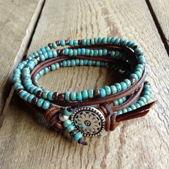 16 Bohemian Wrap Bracelet Boho Beaded Boho Bracelet Western