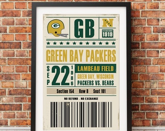 Green Bay Packers Retro Ticket Print