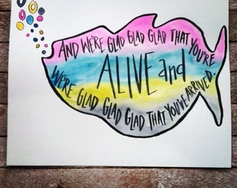 Phish - 8x10 Nursery Decor - watercolor quote art - phish lyrics - rainbow fish - adoption quote - phish baby shower gift