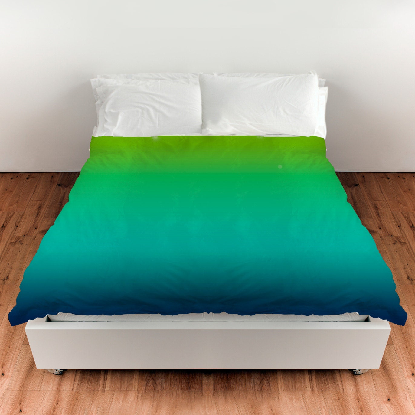 Lime Green Blue Ombre Duvet Cover/ Comforter by KaliLaineDesigns