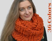 Chunky scarf Knit orange scarf Circle scarf Infinite loop scarf Tube knit scarf Mens scarf Cowl scarf crochet Gift for sister Chunky scarf Knit orange scarf Circle scarf Infinite loop scarf Tube knit scarf Mens scarf Cowl scarf crochet Gift for sister