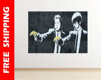 Pulp Banksy wall decal banana black & white graffiti art wall sticker banksy poster graffiti street art Banksy wall art Banksy 35 horizontal