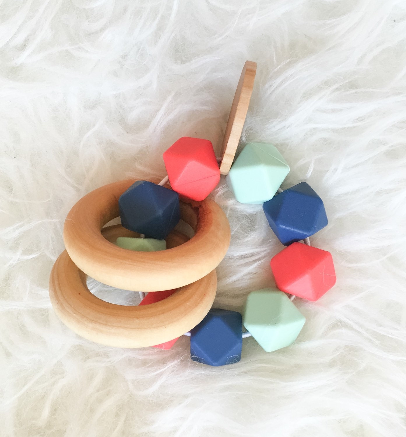 Teething ring Wooden Rings Color Recognition Shape by FeltmanAndCo